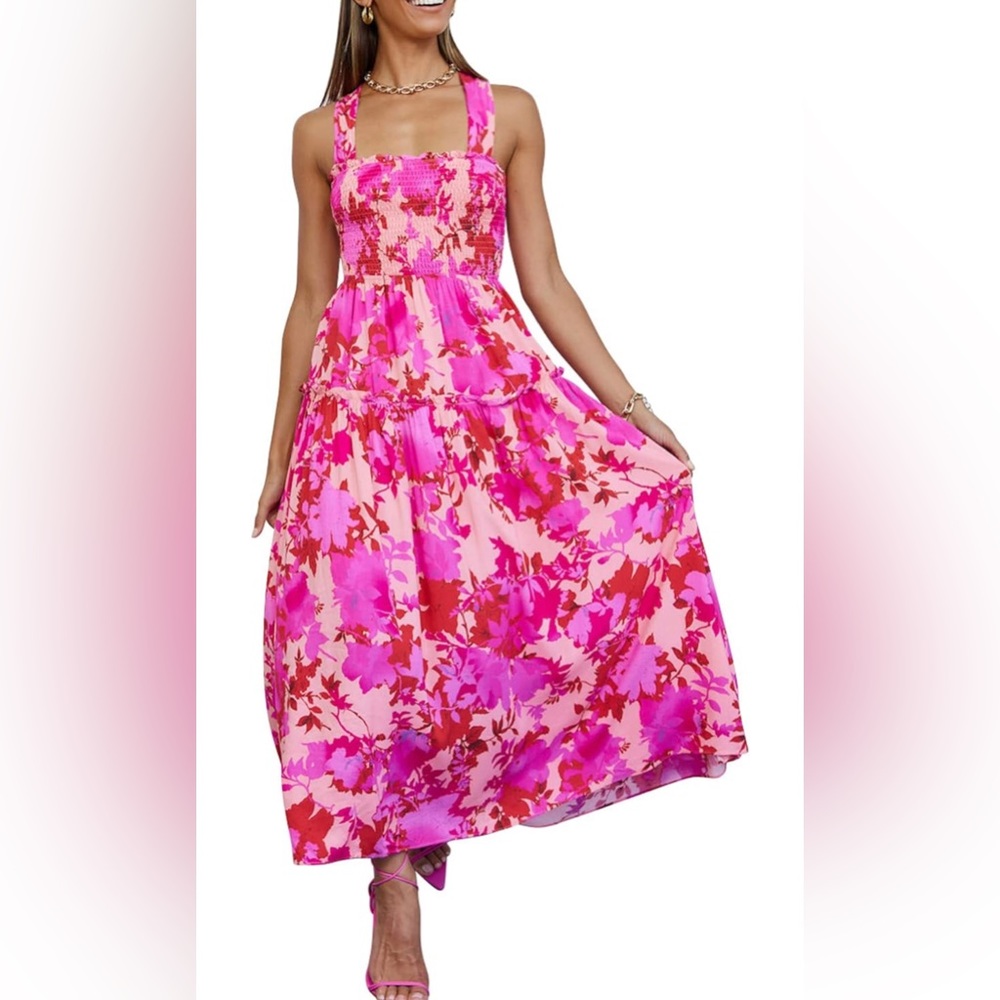 Halter Pink MIDI Dress
